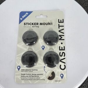 Case-Mate AirTag Sticker Mount 4-Pack Black Adhesive Cases NIP